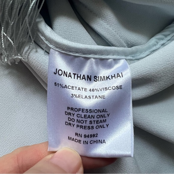 NWT Jonathan Simkhai fringed crepe tank in ice blue - Picture 4 of 5